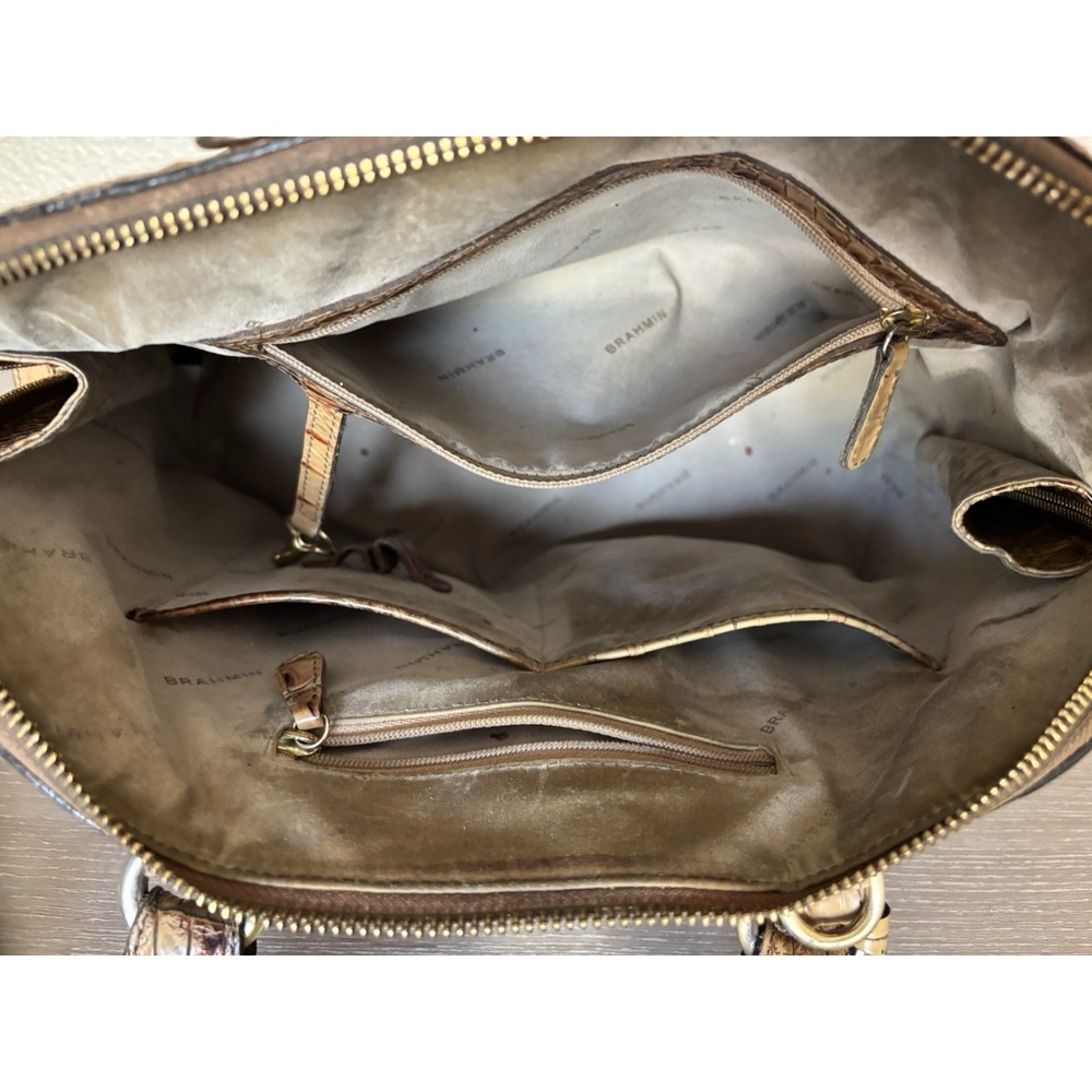 BRAHMIN Purse Brown Croc Embossed Leather Bag Tote Handbag‎ Designer Crossbody - Picture 14 of 16